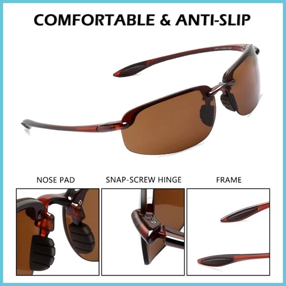TR90 Rimless Polarized Sports Sunglasses for Running Fishing  display picture 1